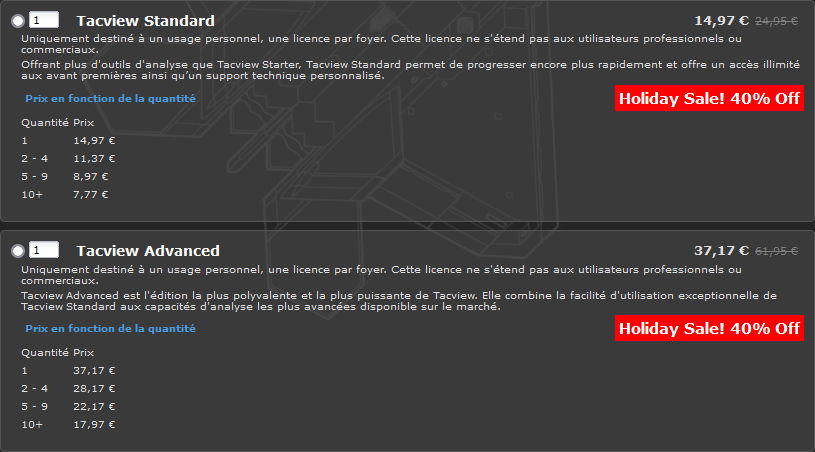 Solde des fêtes : -40% sur toutes les licences de Tacview du 22 décembre au 5 janvier !